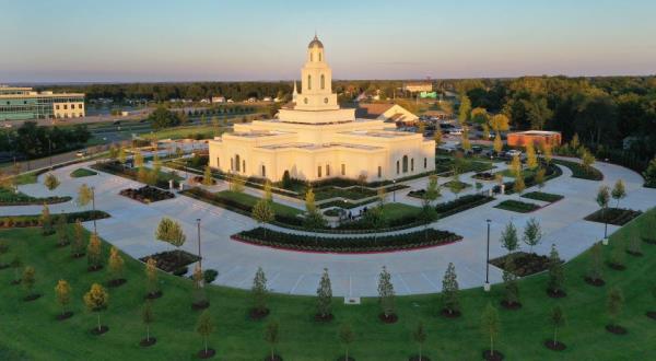 The Bentonville Arkansas Temple at sunset in Bentonville, Arkansas, on Thursday, Sept. 14, 2023.