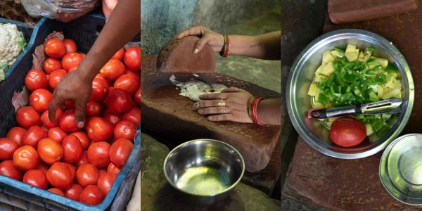 A grocery seller packs vegetables in the local market in New Delhi, India, on Sept. 5, 2023. (Saumya Khandelwal for NBC News)