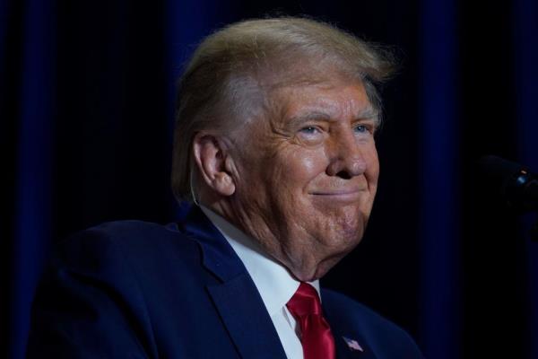 Former President Do<em></em>nald Trump speaks during a rally, Wednesday, Sept. 20, 2023, in Dubuque, Iowa.