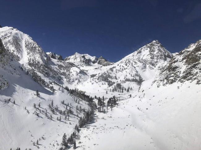 In this Saturday, March, 9, 2019, photo provided but the Inyo County Sheriff's Office shows a view of Kearsarge Pass trail area in Inyo Natio<em></em>nal Forest in California's Southeastern Sierra. (Inyo County Sheriff's Office via AP)
